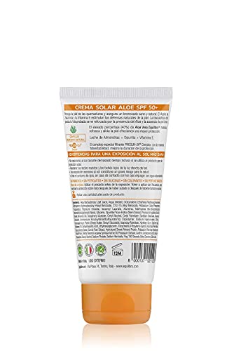 Equilibra Protector Solar, Crema Solar Aloe PROSUN-UV Spf 50+ con Aloe Vera, Aceite de Zanahoria y Vitamina E, Pieles Delicadas, Contra el Eritema y el Fotoenvejecimiento, Resistente al Agua, 75 ml