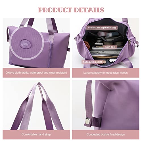 Ergocar Plegable Bolsas Gimnasio de Viaje, Expandible Bolsa Deporte Fin de Semana Travel Duffle Bag, Hidrófugo Bolsa de Lavar de Gym, Vacaciones , Sport Mujer & Hombre, Rosa+Gris