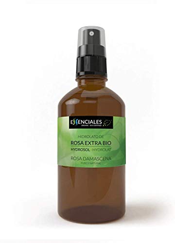 Essenciales - Hidrolato de Agua Floral de Rosa Extra BIO, 100% Pura con Certificado ECOLÓGICO, 100 ml | Hidrolato Rosa Damascena BIO