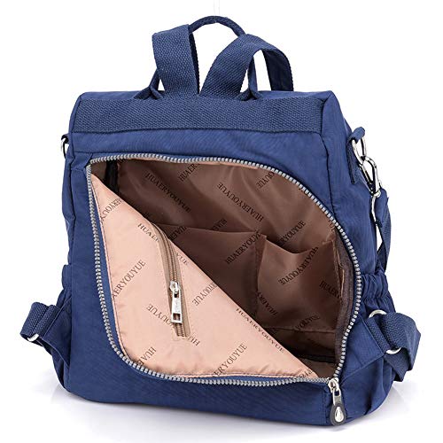 Estwell Mochila Mujer Casual Bolso Mochila Antirrobo Impermeable Nylon Mochila Escuela Multifuncional Gran Capacidad Bolso Bandolera Mochila de Viaje, Azul Oscuro