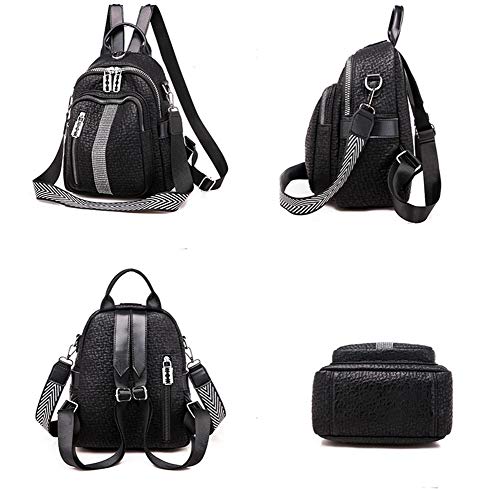 Estwell Mochila Mujer Moda Casual Mochila Pequeña Impermeable Cuero PU Bolso Bandolera Daypack Multifuncional Bolso Mochila para Escuela Viaje Trabajo, Negro