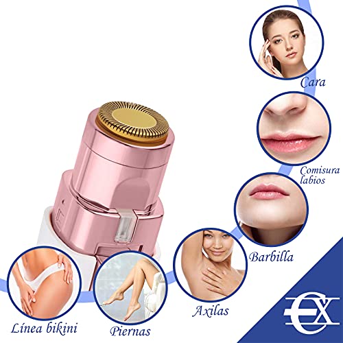 EUROXANTY Depilador Facial Eléctrico | Depilador de Cejas | Cabezal 2 en 1 | Con luz | Perfecta para Retoques de Cejas, Labios, Nariz y Orejas | Carga USB | Blanco