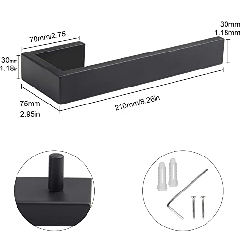 EXLECO Toallero 21cm Barra de Toalla Soporte de Pared 304 Acero Inoxidable Toallero Negro Cepillados para Baño y Cocina