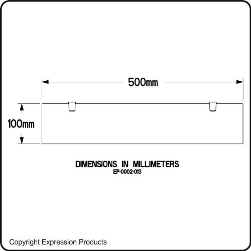 Expression Products Estante de seguridad de acrílico recto, 500 mm x 100 mm, cuarto de baño, dormitorio, oficina, carrito gratis, muestra de material incluido por envío, color blanco