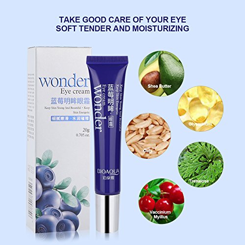 Eye Cream Blueberry Rejuvenecimiento Serum Ojos para Humectación, Círculos Oscuros, Hinchazón, Arrugas, Loción Antienvejecedora para el Cuidado de la Piel