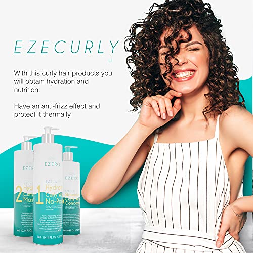 EZERO Metodo Curly Girl Productos Con Champu Pelo Rizado (No-poo), Mascarilla Pelo Rizado Y Crema Activador De Rizos Metodo Curly - Producto Profesional - Sin Sulfatos Ni Parabenos - Vegano