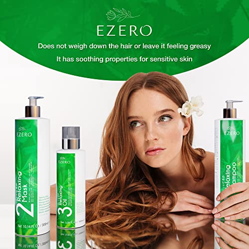 Ezero Tratamiento Hidratante Cabello Con Aceite De Cañamo Incluye Champú Pelo, Mascarilla Pelo Y Aceite Sin Aclarado Con Ácido Hialurónico, Aceite De Babasú Y Extracto De Té Verde