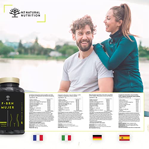 F-Burner Abdominal Potente quema grasas, adelgazar rapido y efectivo mujer y hombre. Suplemento Termogénico. pre entreno Garcinia Cambogia HCA 60%, Vegano. 90 Cápsulas. N2 Natural Nutrition