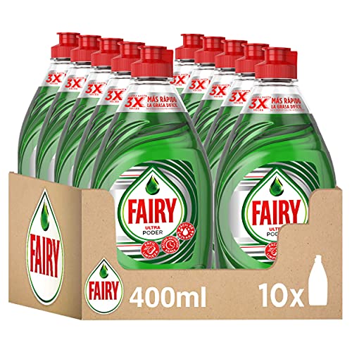 Fairy Ultra Lavavajillas Líquido a Mano con LiftAction, 4 L (10 x 400 ml), Máximo Poder Antigrasa, Mega Pack