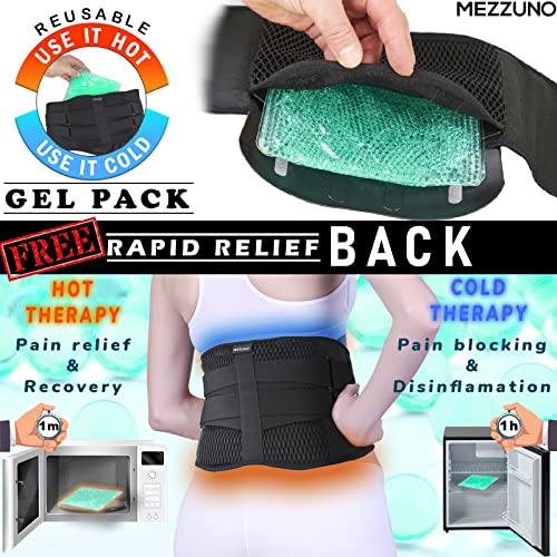 Faja Lumbar Hombre y Mujer con Soporte Extraible Avanzado- Incluye Almohadilla de Gel Reutilizable para Termoterapia Frio Calor (Large)