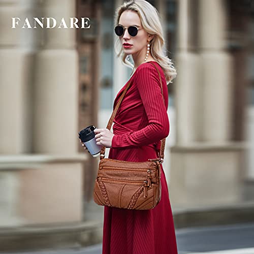 FANDARE Moda Bolso Bandolera Mujer Bolso Movil Mujer Bolso de Hombro Bolso de Mano de Mujer Cruzado de Cuero PU Bolso de Mensajero Bolso Movil Crossbody Bag marrón