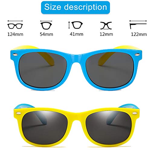 FANDE Kids Gafas de Sol, 2 Piezas Gafas Niño Sol, Kids Sunglasses Polarizadas Flexibles de Goma, Toddler Gafas de Sol de Silicona para Niños de 3 a 12 años (Dos colores)