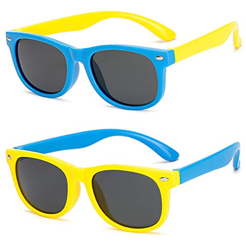 FANDE Kids Gafas de Sol, 2 Piezas Gafas Niño Sol, Kids Sunglasses Polarizadas Flexibles de Goma, Toddler Gafas de Sol de Silicona para Niños de 3 a 12 años (Dos colores)