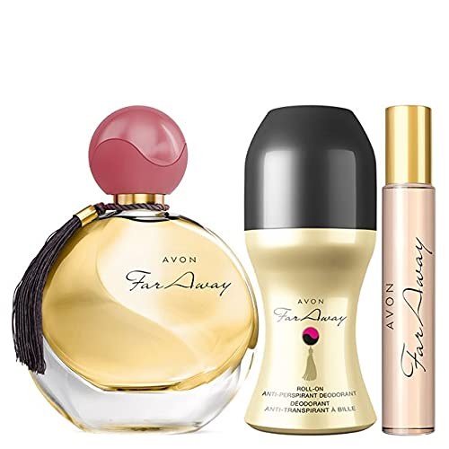 Far Away Avon - Lote de agua de perfume (50 ml, incluye bola y mini frasco de bola, 10 ml)