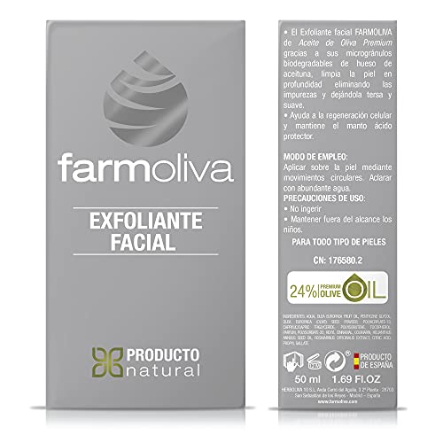 FARMOLIVA Belleza - Crema Exfoliante Facial 50 ml - Limpieza Profunda - Elaborada con Aceite de Oliva Premium, Antioxidantes y Vitaminas A, D, e y K - Cosmética Natural - Fabricada en España