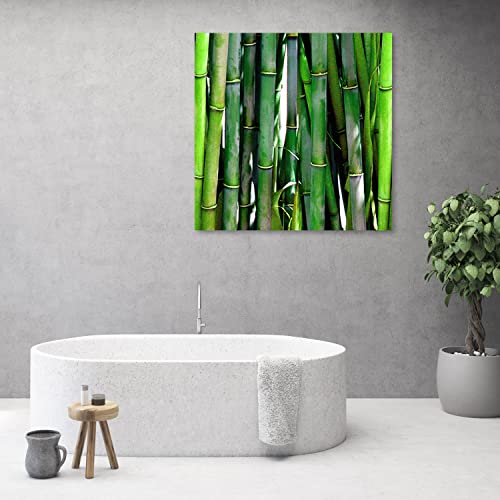 Feeby Impresión en Lienzo Brotes de bambú Naturaleza Bambú 100x100 cm DIY Decoración De Pared Calidad fotografica Exóticos Trópicos Plantas Verde