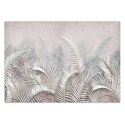 Feeby Papel Pintado Exótico Textura Abstracto 368x254 cm Gris Fotomurales Decoración De Pared Moderna Fotográfico Baño Cocina Dormitorio Oficina Hojas De Palmera Naturaleza Plantas