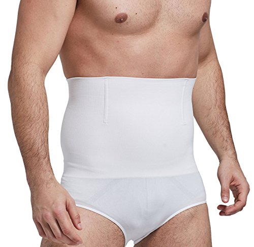 FEOYA - Slip Calzoncillos Reductor de Hombre Transpirable Faja de Citura Alta Moldeadora Adelgazante Cinturón Elastico Reductor Abdominal - Blanco - Talla ES XL