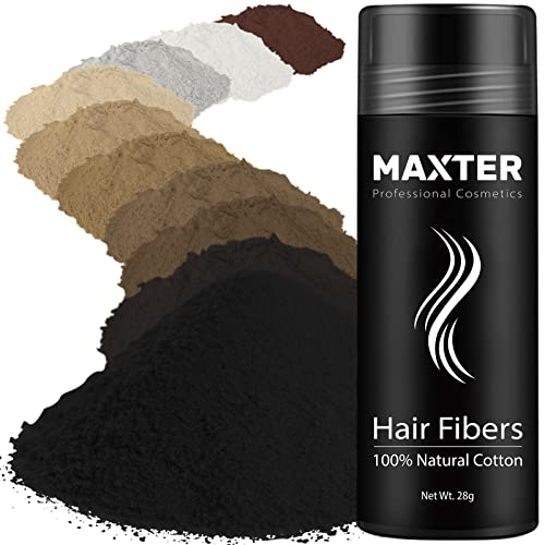 Fibras Capilares Maxter - Disimula la Falta de Pelo al Instante, Microfibras de Algodón en Polvo 100% Natural para Hombre y Mujer (Negro 28g)