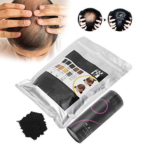 Fibras para el cabello, 2pcs fibra para la construcción del cabello que espesa instantáneamente el adelgazamiento o calvicie Espesante del cabello Corrector de pérdida de cabello(Black)