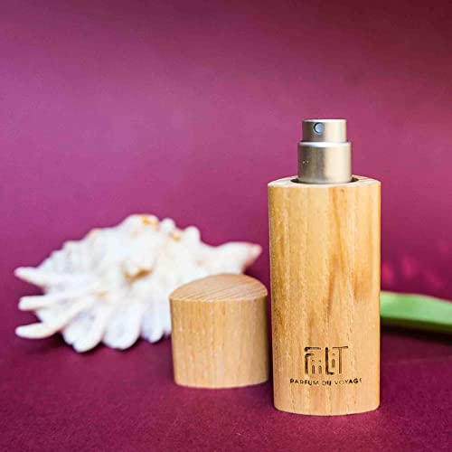 FiiLiT parfum du voyage Agua de perfume SURYA BALI, Écrin de Bois, Mixto, Spray recargable, Flor de Frangipani Ylang Ylang Tuberose, Oriental Floral, para unisex, 11 mL 3.5 x 10 x 3.2