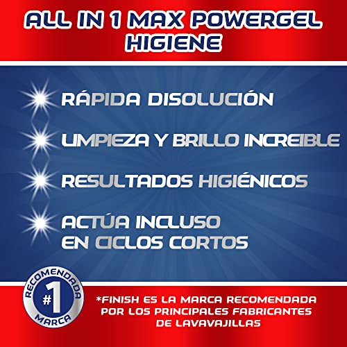 Finish All in 1 Max Power Gel Higiene Detergente Gel Lavavajilla - 50 dosis