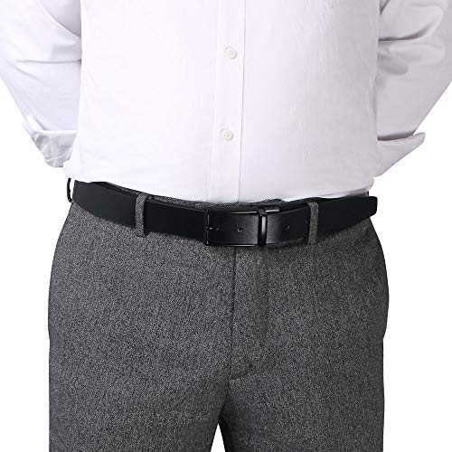 flintronic ® Cinturón Cuero Hombre, 125cm Cinturón con Reversible Correa de Hebilla de Pin Para Jeans, Trajes, Ropa Informal y Formal, Negro y Marrón(con llavero y caja de regalo)