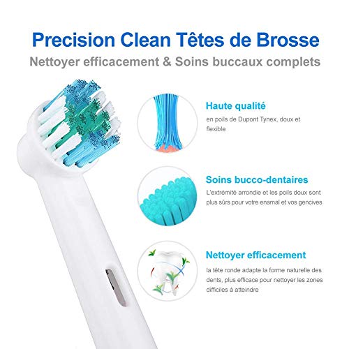 FLM Precision Clean EB17-4 - Cabezal de recambio para cepillo de dientes eléctrico compatibles con Braun Oral B, 16 unidades