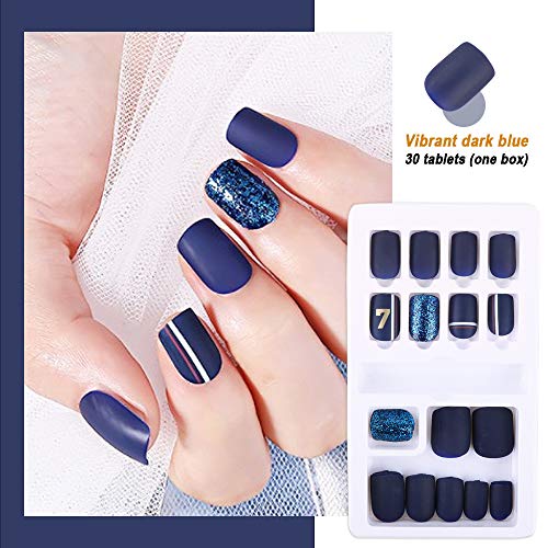 FLOFIA 90pcs Uñas Postizas Colores con Pegamento 12 Tamaños Cubierta Completa Puntas Uñas Falsas Cuadradas Acrílicas Kit Limas de Uñas Palo de Naranja Accesorios y Preparación de Uñas , 3 Cajas