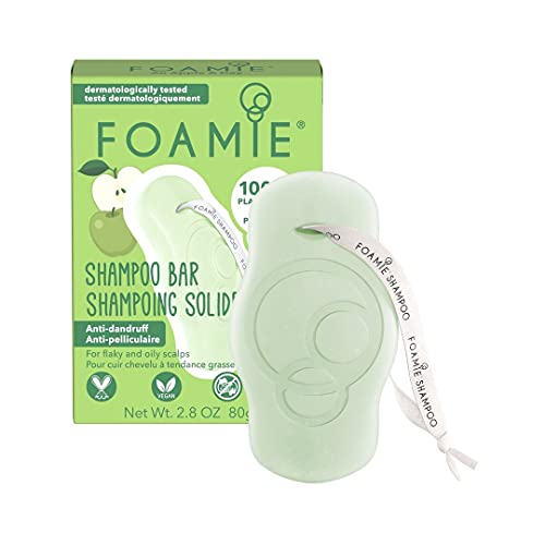 Foamie Champú sólido anticaspa con manzana verde Antiinflamatorio para cuero cabelludo sensible I Champu para pelo graso I Champu vegano anticaspa 80g