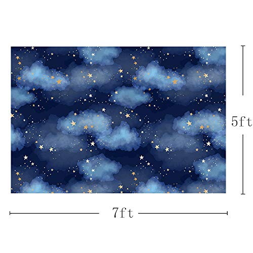 Fondo de estudio de fotos azul oscuro con nubes de cielo azul oscuro para niño cumpleaños príncipe decoraciones de fiesta de estrellas centelleantes de fotos de fondo de