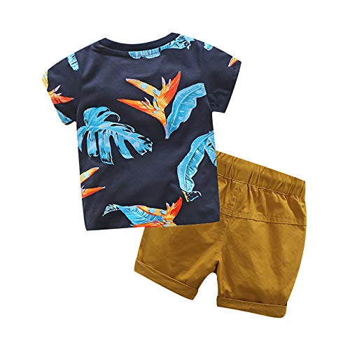 Fossen Ropa Niño Bebe 1-6 años Verano Conjuntos Dibujos Animados de cocodrilo Animal Camiseta Manga Corta y Pantalones Cortos de Cuadros (4 años, Azul)