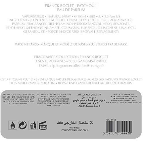 Franck boclet Eau de Parfum pachuli, 100 ml