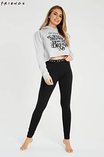 FRIENDS Sudadera Mujer Corta y Leggins, Chandal Mujer de Algodon, Ropa Deportiva Mujer, Merchandising Oficial Regalos Mujer y Adolescente Talla S-XL (M, Negro/Gris)