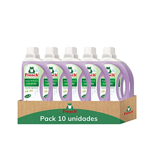 Frosch Limpiador Higienizante de Hogar Multiusos Ecológico, Fragancia a Lavanda , Elimina la Grasa y la Suciedad en General , 10L ( Pack 10 ud x 1 L)