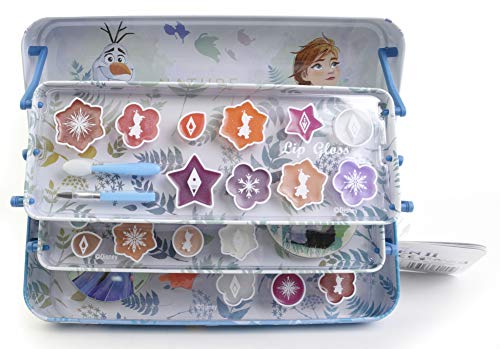 Frozen II Triple Layer Beauty Tin - Set de Maquillaje para Niñas - Maquillaje Frozen - Selección de Productos Seguros en una Caja de Lata de Maquillaje con 3 Pisos