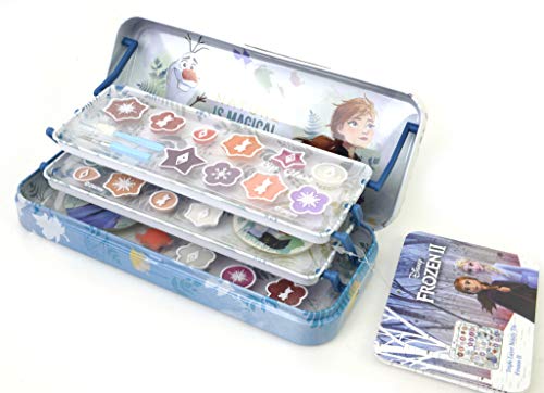 Frozen II Triple Layer Beauty Tin - Set de Maquillaje para Niñas - Maquillaje Frozen - Selección de Productos Seguros en una Caja de Lata de Maquillaje con 3 Pisos