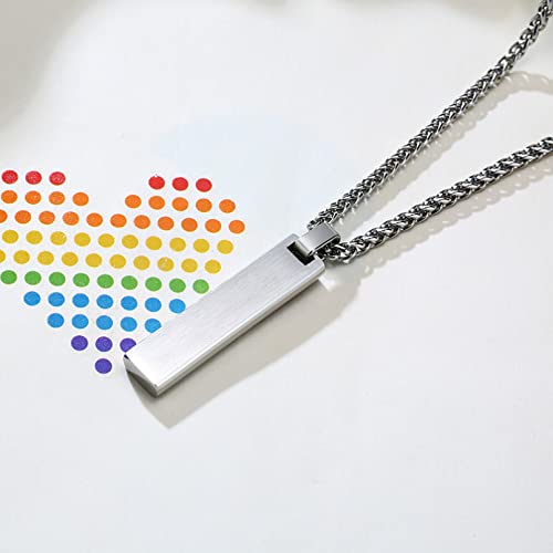 FTZDIXC Collar de Hombre Colgante Cadena de Mujer Elegante Rainbow Vertical Bar Colgante Collares para Hombres Mujeres Hombre Unisex Joyería 24"Cadena de Trigo Regalo para él o Ella