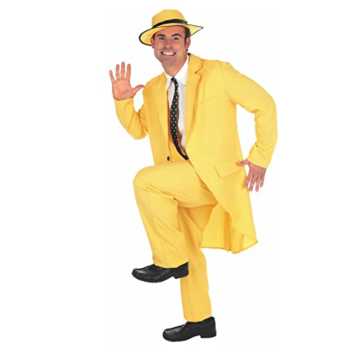 Fun Shack Disfraz Traje Amarillo de los 90 para Hombres, Disfraz Halloween Hombre Disponible en Talla L