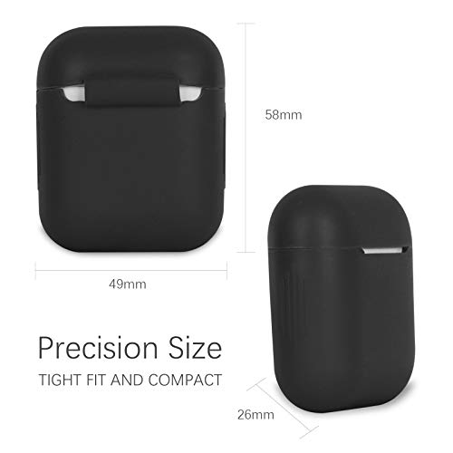 Funda AirPods Silicona Compatible con AirPods 2 & 1, KOKOKA Fundas Protectora de Silicona para AirPods LED Frontal Visible, Funciona con Carga inalámbrica, Negro