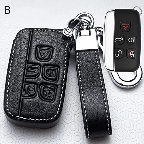 Funda de piel rosa para llave de coche, para Land Rover Range Rover Sport Evoque Freelander 2 LR4 Velar Jaguar XE XJ XJL XF CX16 V12 F-PACE F-TYPE (Negro)