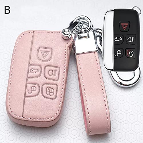 Funda de piel rosa para llave de coche, para Land Rover Range Rover Sport Evoque Freelander 2 LR4 Velar Jaguar XE XJ XJL XF CX16 V12 F-PACE F-TYPE (Negro)