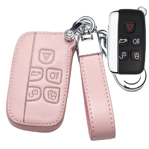 Funda de piel rosa para llave de coche, para Land Rover Range Rover Sport Evoque Freelander 2 LR4 Velar Jaguar XE XJ XJL XF CX16 V12 F-PACE F-TYPE (Negro)