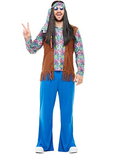 Funidelia | Disfraz de Hippie para Hombre Talla M ▶ Años 60, Hippie, Flower Power, Décadas - Color: Multicolor - Divertidos Disfraces y complementos para Carnaval y Halloween