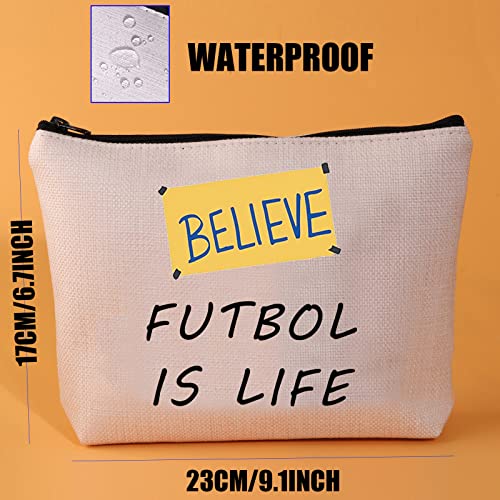 Futbol is Life Bolsa de maquillaje Believe Ted Programa de TV, regalos para jugador de fútbol, bolsa de fútbol para fanático del fútbol, regalo