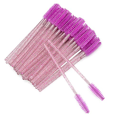 G2PLUS 100PCS Desechables Cepillos de Pestañas,Rimel Cepillos,de Maquillaje Pinceles Aplicadores para Maquillaje de Cejas,Cepillo pestañas Crystal Rod