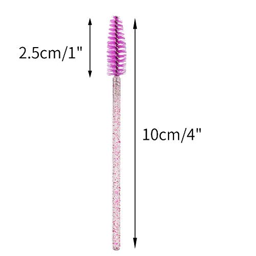 G2PLUS 100PCS Desechables Cepillos de Pestañas,Rimel Cepillos,de Maquillaje Pinceles Aplicadores para Maquillaje de Cejas,Cepillo pestañas Crystal Rod