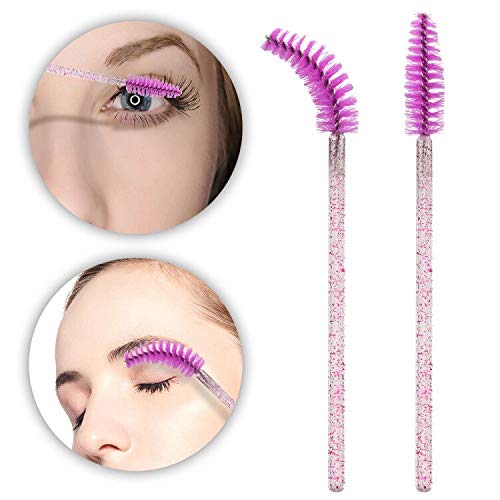 G2PLUS 100PCS Desechables Cepillos de Pestañas,Rimel Cepillos,de Maquillaje Pinceles Aplicadores para Maquillaje de Cejas,Cepillo pestañas Crystal Rod