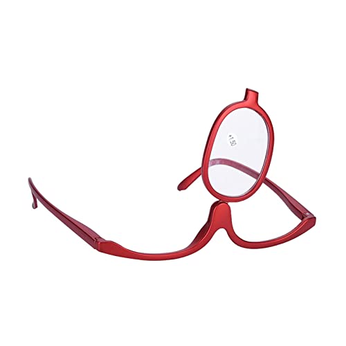 Gafas de maquillaje con aumento de ojos, gafas de maquillaje giratorias para mujer, herramienta esencial de maquillaje(rojo 2)