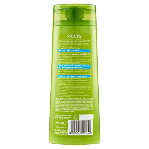 Garnier Fructis - Champú para cabello normal 2 en 1, concentrado activo de frutas, 250 ml